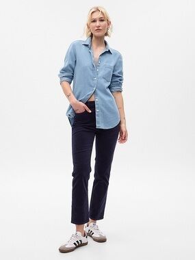 GAP Vintage Slim High Rise Corduroy Pants in Dark Navy
